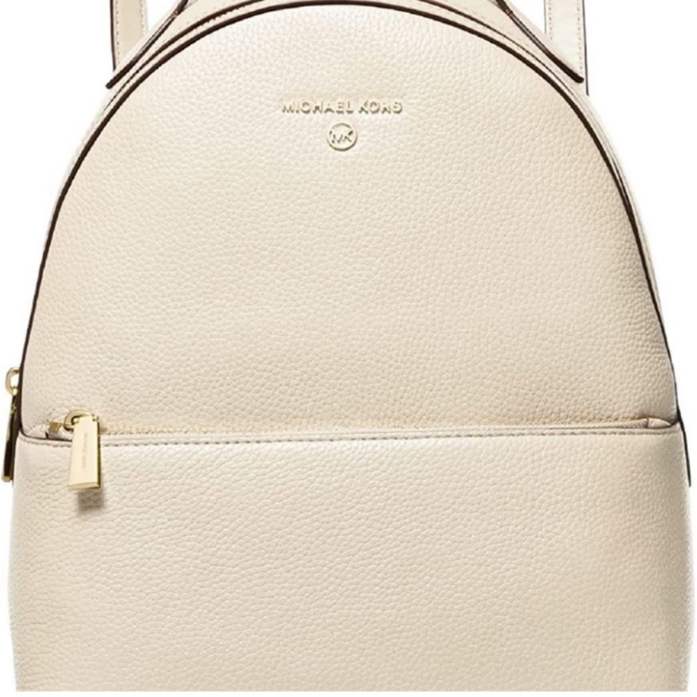 Michael Kors Valerie Medium Light Cream Pebbled Leather Backpack - Picture 10 of 12